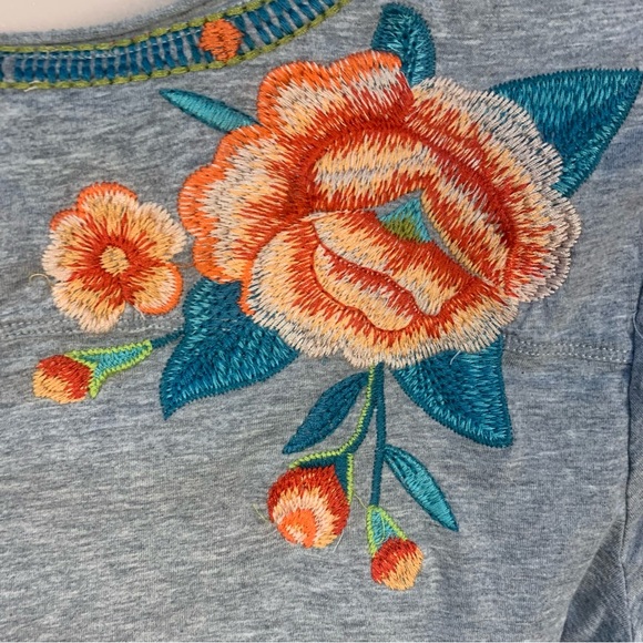 Johnny Was Aveline Scarf Flounce Tunic Embroidered Silk Top - Picture 12 of 13